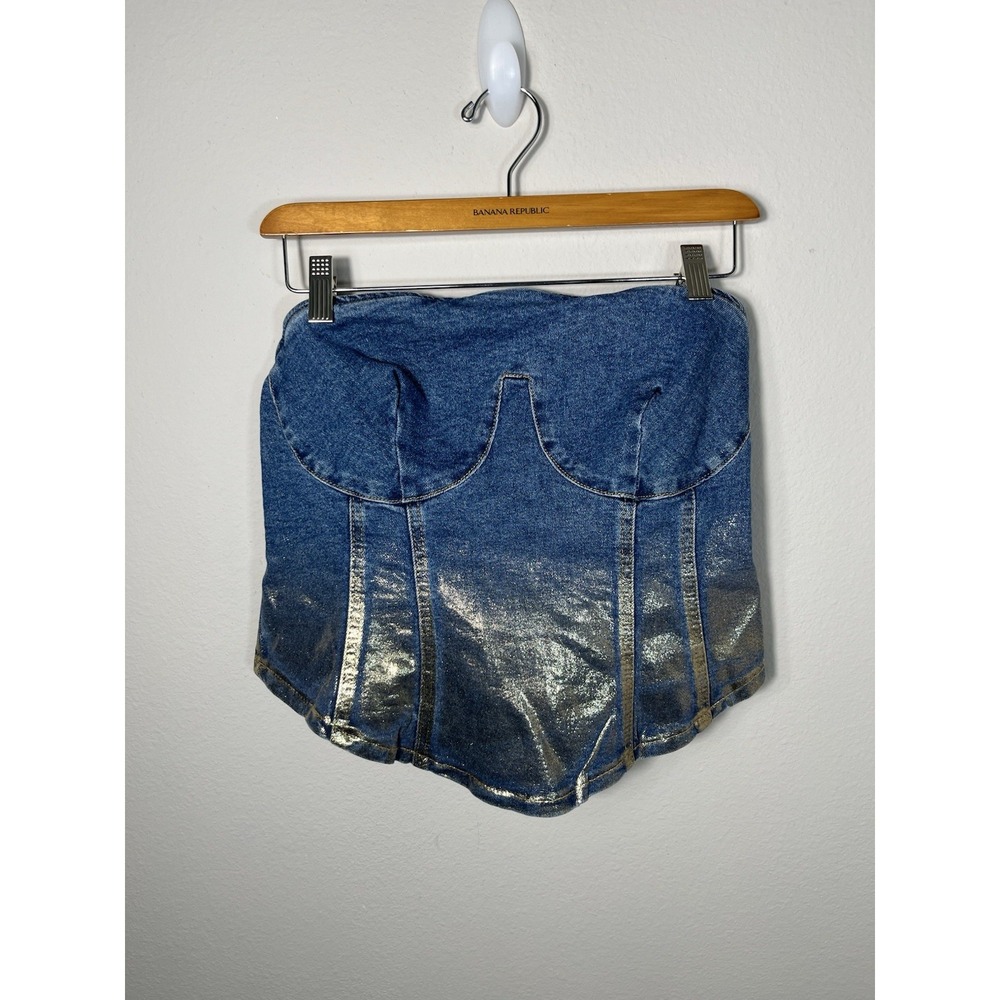 FOREVER 21 CORSETS Women Blue & Gold Sz 0X - Picture 2 of 13